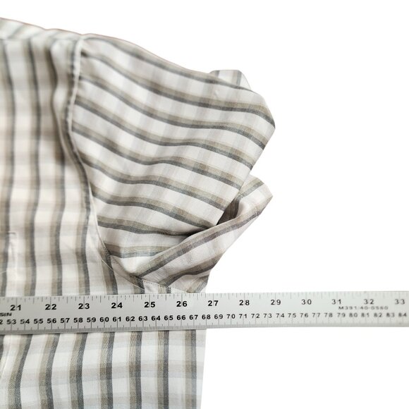 B.U.M. Equipment Mens XL Short Sleeve Button Up Shirt Gray Beige Plaid Polyester - Picture 9 of 9